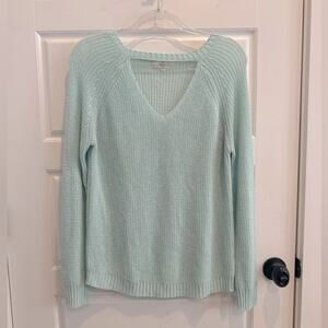ENTRO Medium Boutique Choker V-Neck Sweater Cutout Boho Knit Top
